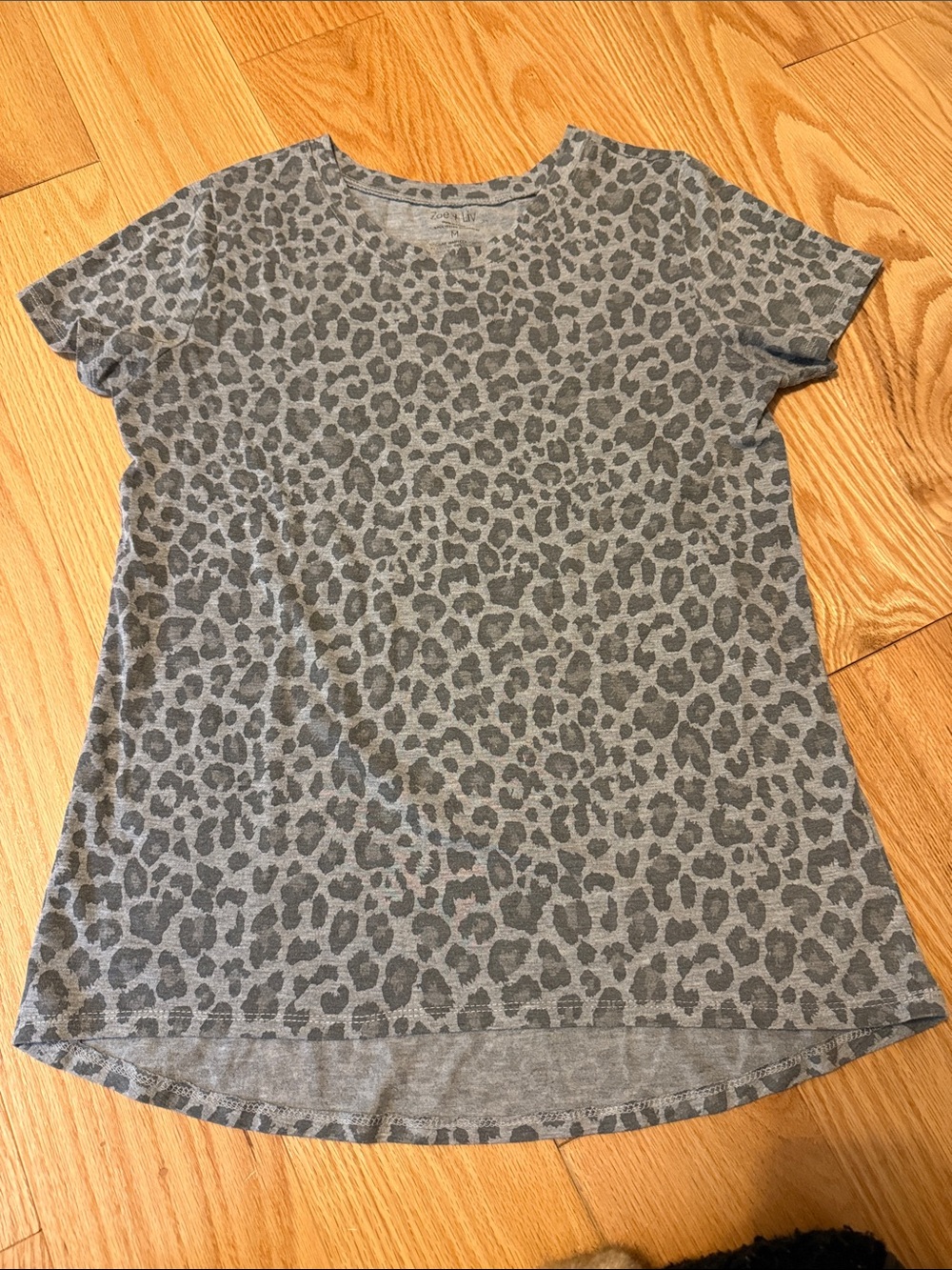 Leopard Print Short Sleeve Tee - Grey